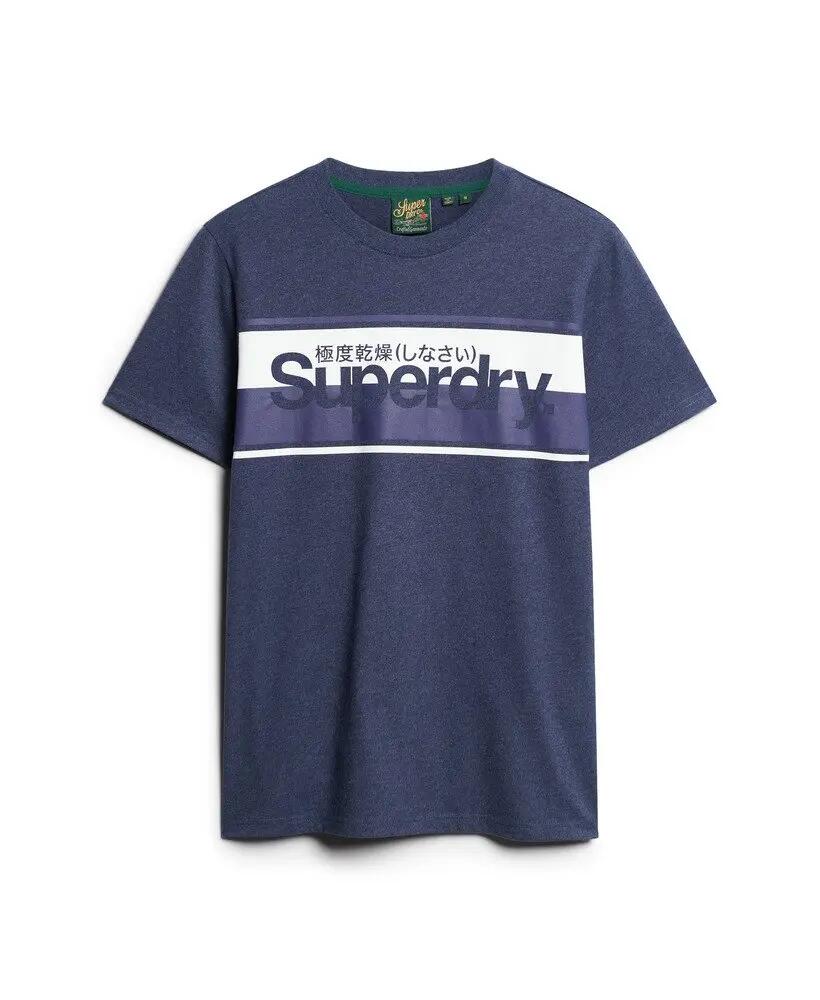 superdry T-shirt Core Logo Stripe — rayures et logo imprimé – Princedom Blue 6/6