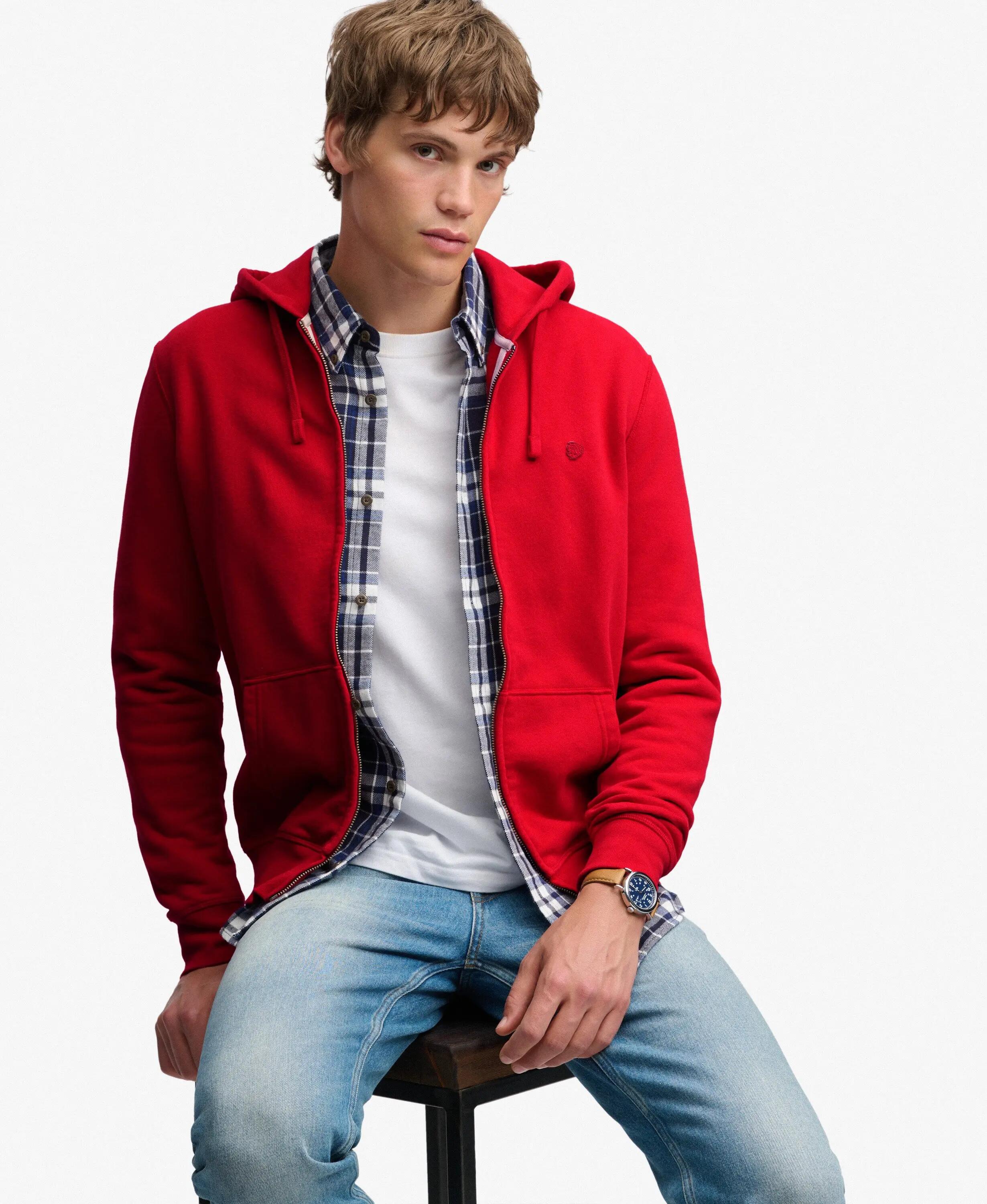 superdry Sweat com fecho Essential SD Co Logo em algodão reciclado – Base Red 2/7