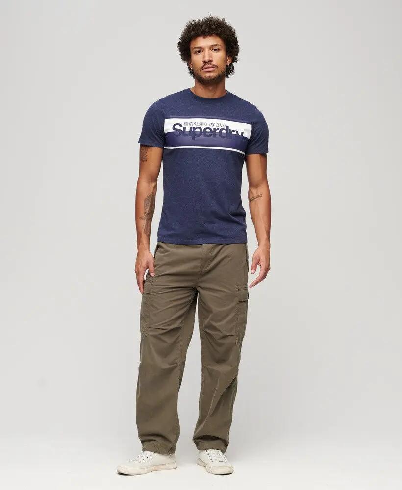superdry T-shirt Core Logo Stripe — rayures et logo imprimé – Princedom Blue 5/6