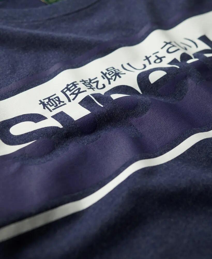 superdry T-shirt Core Logo Stripe — rayures et logo imprimé – Princedom Blue 3/6