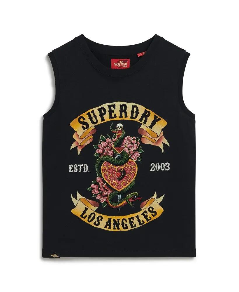 superdry chaleco Tattoo Rhinestone de algodón – Black 7/7
