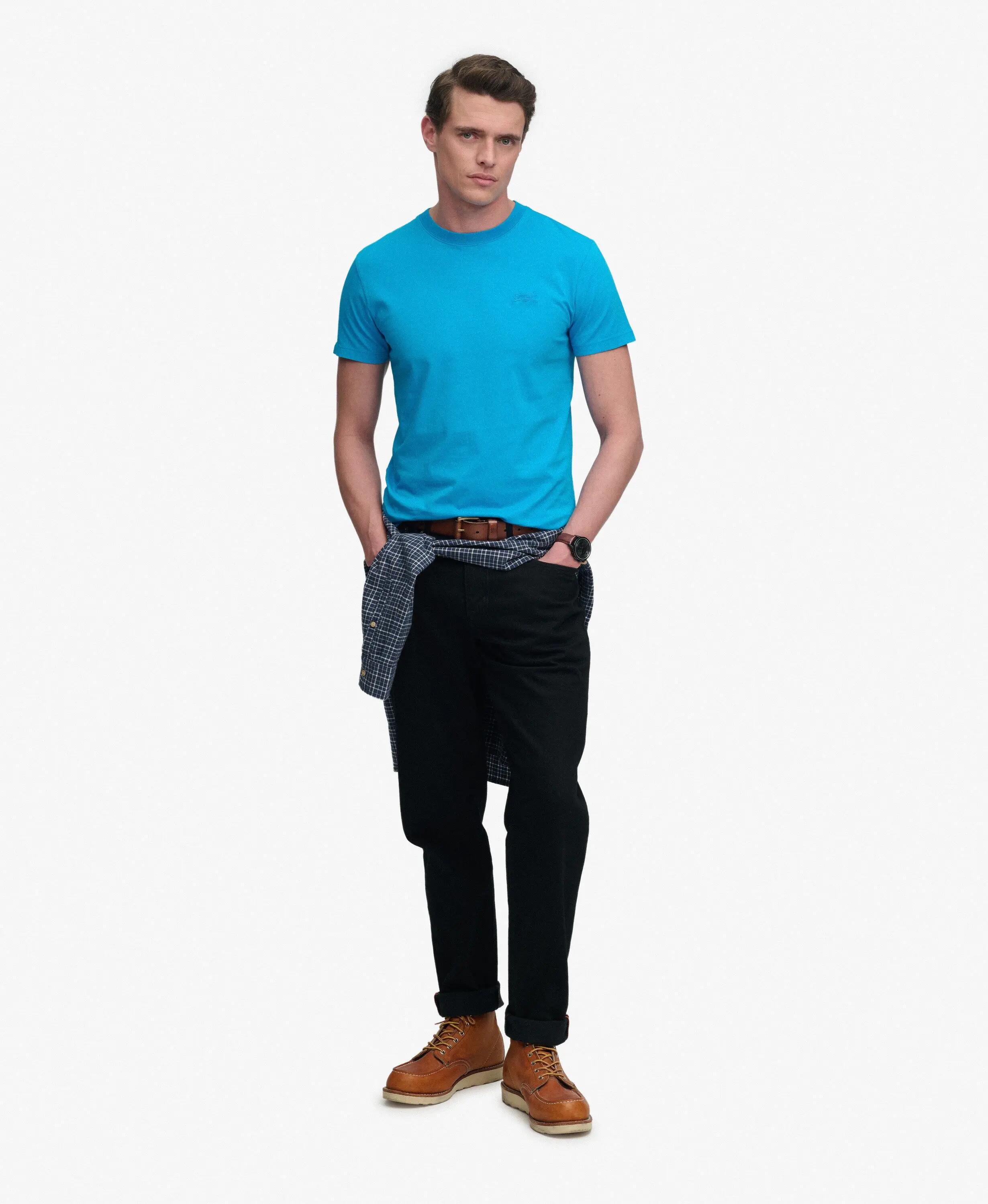 superdry T-shirt homem Essential Logo bordado néon em algodão orgânico – Atomic 3/6