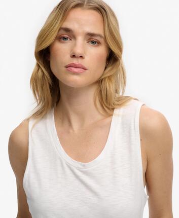superdry débardeur col rond en lyocell-coton coupe relaxed – Hemlock Green