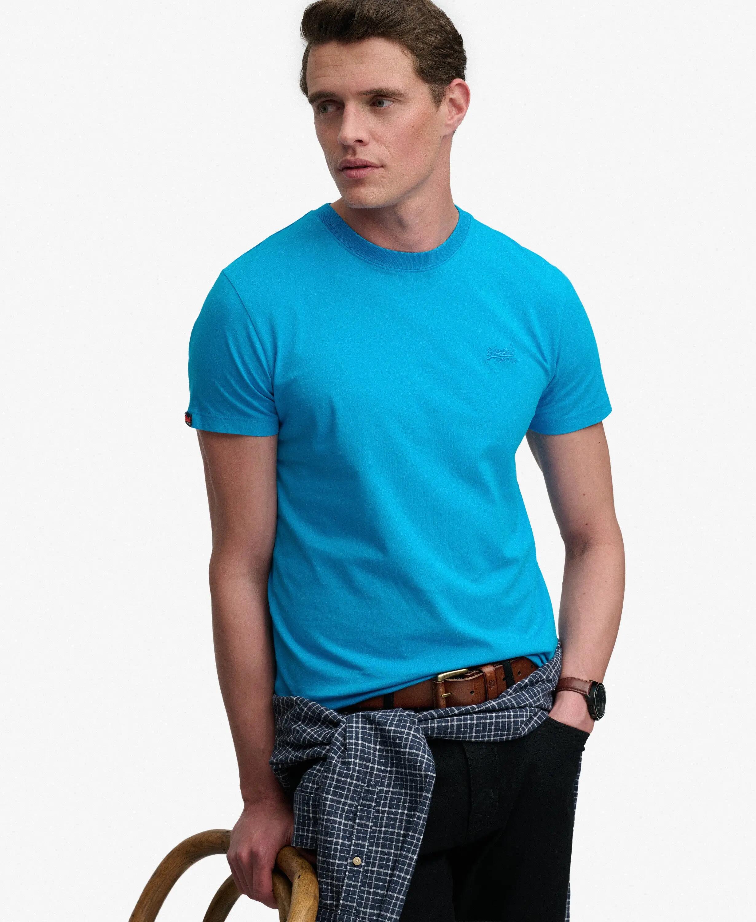 superdry T-shirt homem Essential Logo bordado néon em algodão orgânico – Atomic 2/6