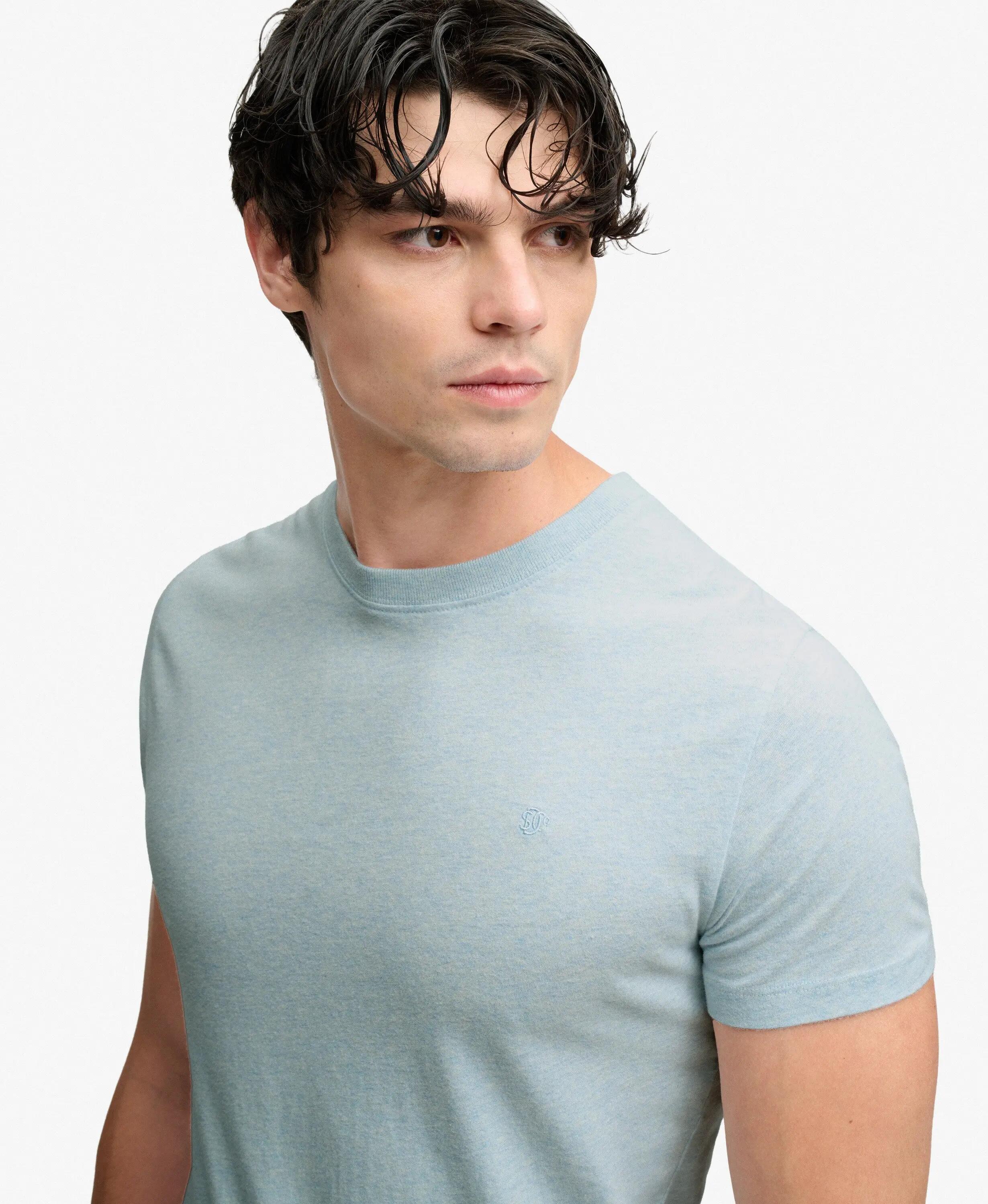 Koszulka SD&Co z haftowanym logo – 100% bawełna, slim fit – Icy Blue Marl/Light 4/7