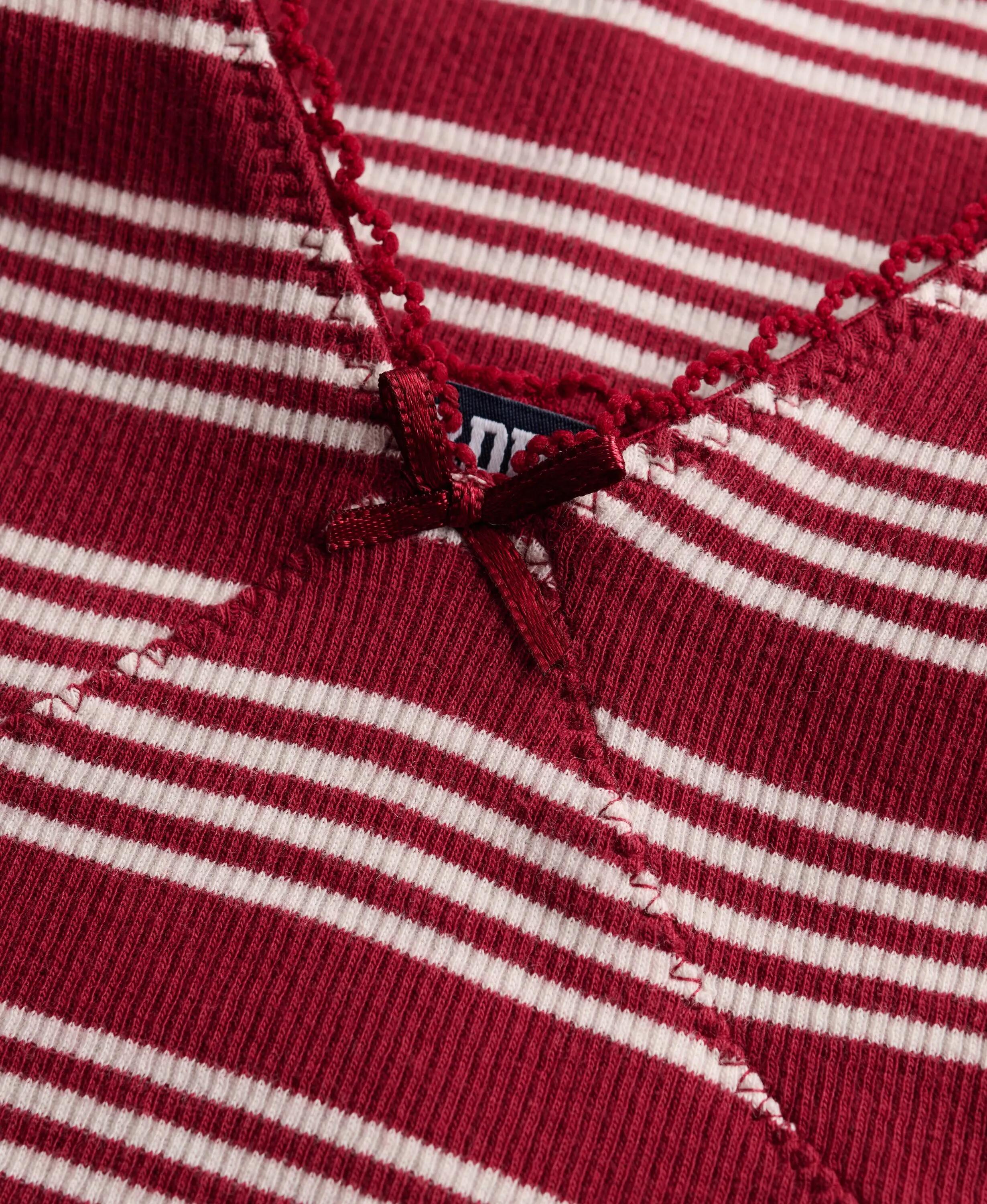 superdry Vestido maxi em jersey canelado com riscas – Bordeaux Red Stripe 7/7