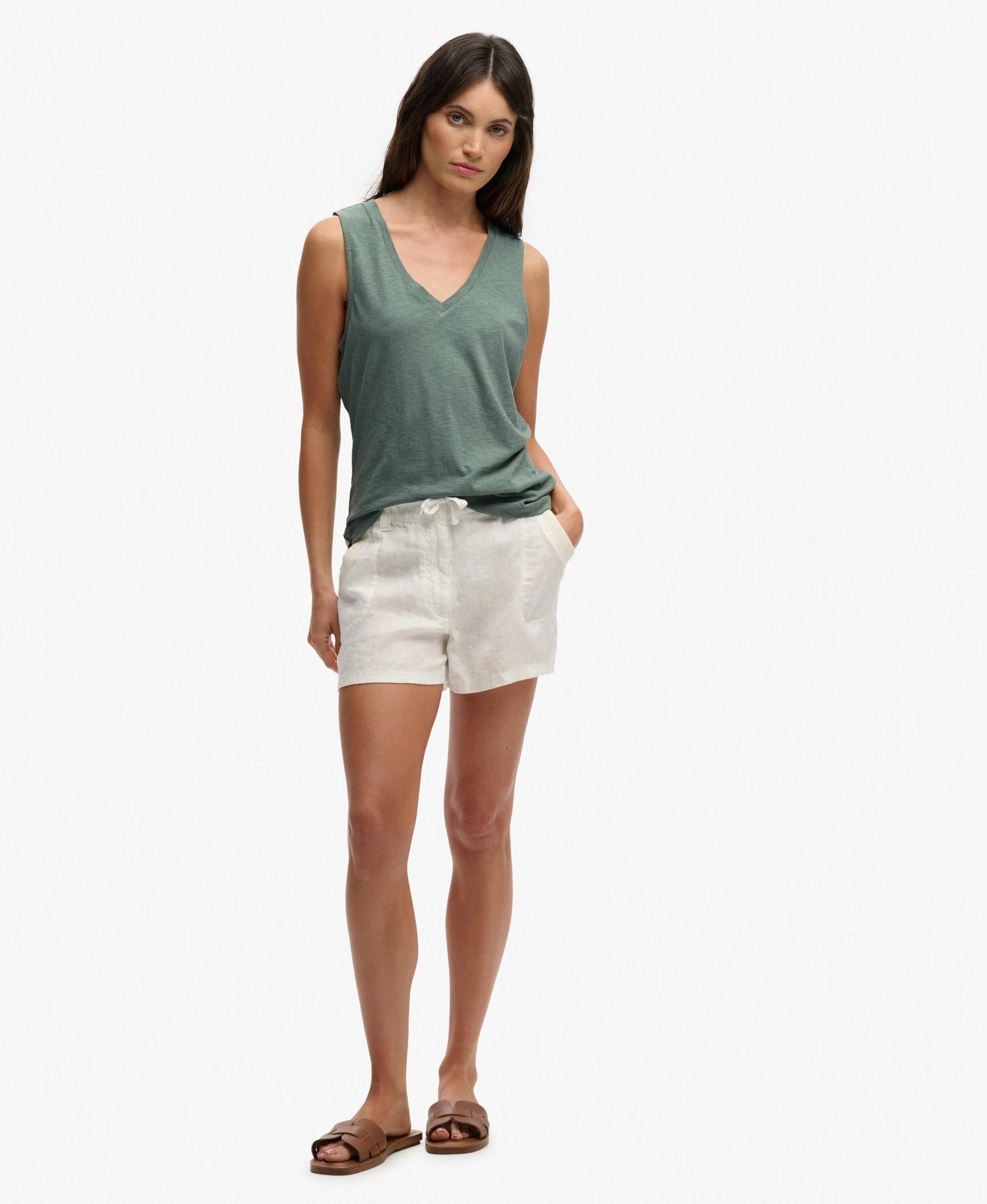 superdry Top Studios decote em V em jersey algodão/lyocell – Light Jade Green 2/6