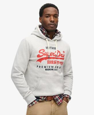 Superdry heren hoodie duo vintage logo van katoen en gerecycled polyester –