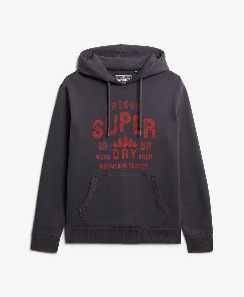 superdry Work Shop Hood capuchontrui van katoenmix – DARK CHARCOAL 5/5