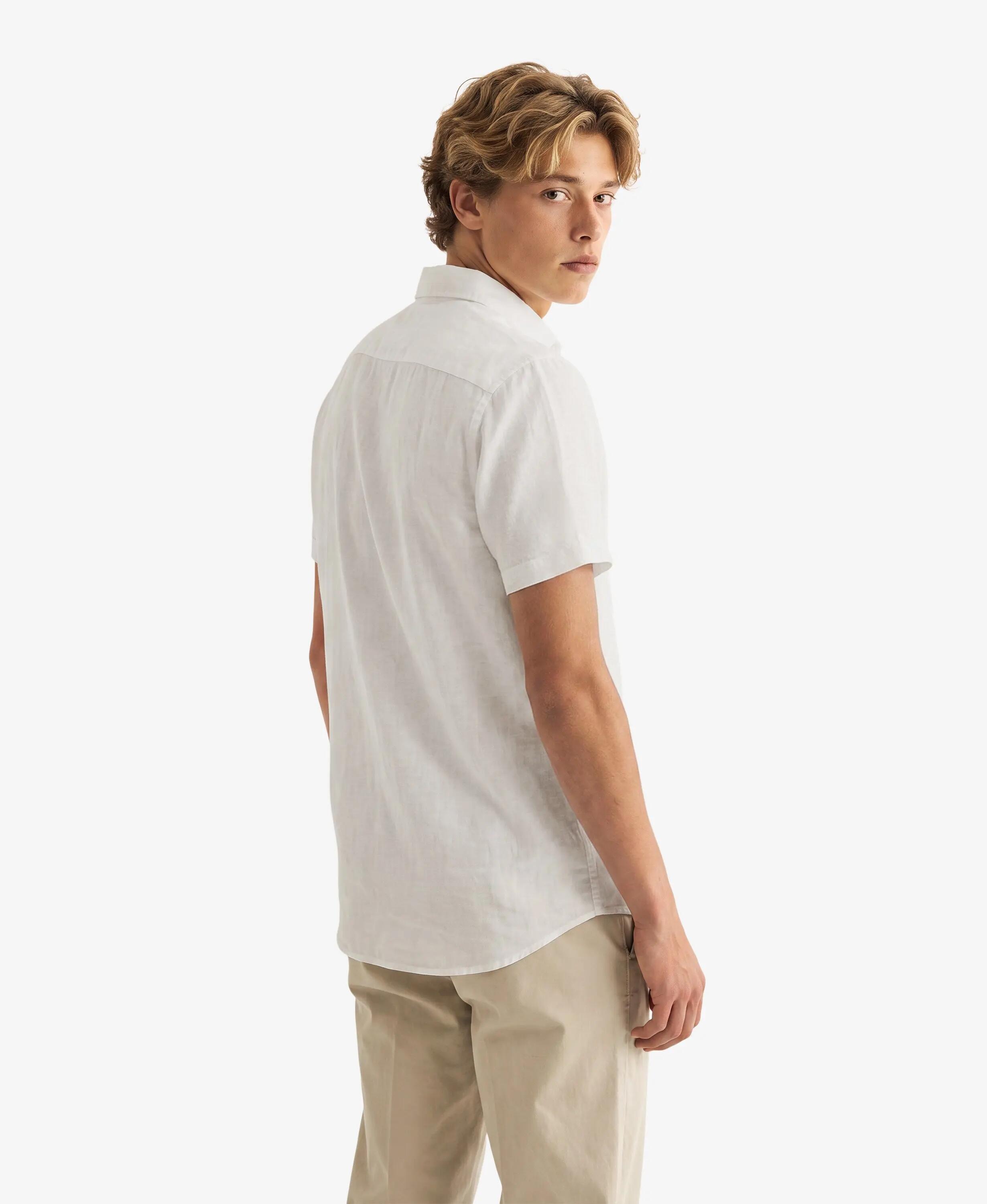 superdry Riviera korte mouw linnen overhemd – OPTIC 6/7