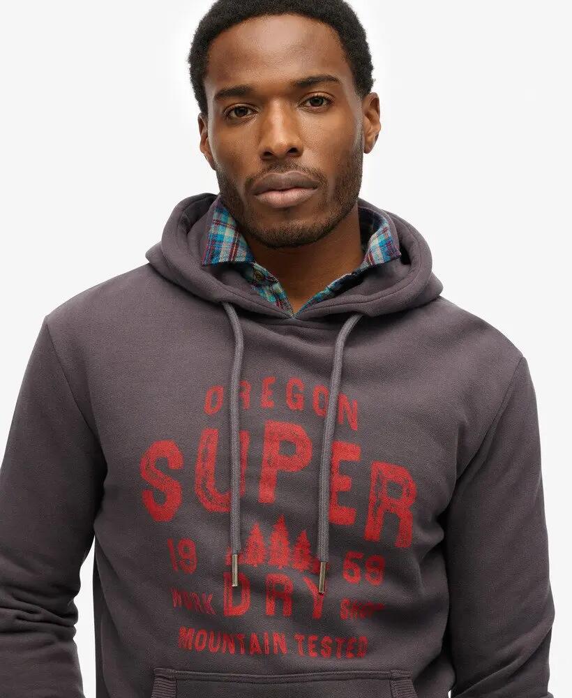 superdry Work Shop Hood capuchontrui van katoenmix – DARK CHARCOAL 3/5