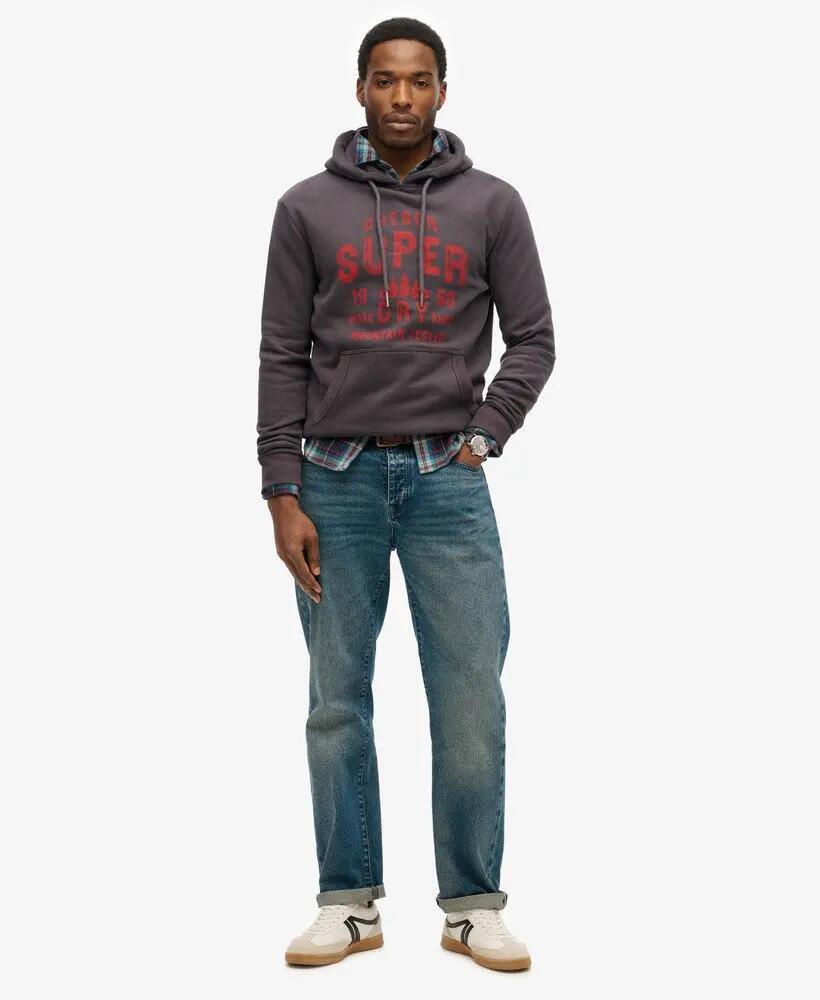 superdry Work Shop Hood capuchontrui van katoenmix – DARK CHARCOAL 2/5