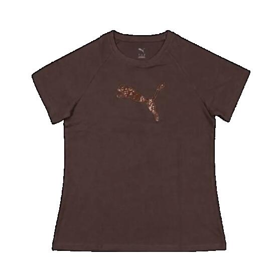 Camiseta mujer PUMA ESS SEQUINS, manga corta, marrón
