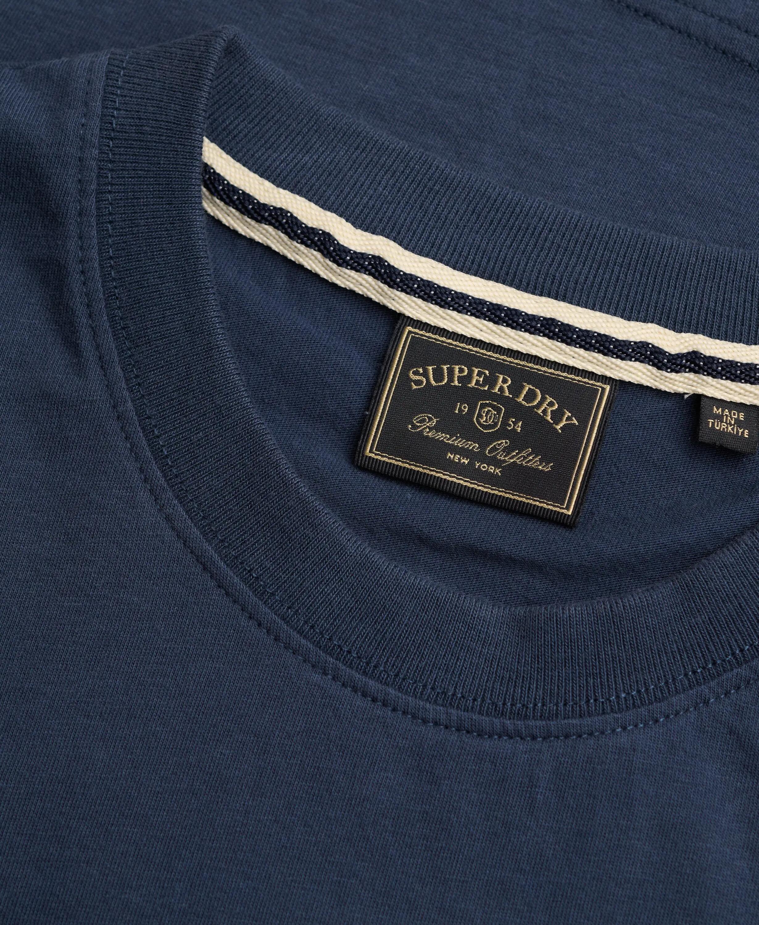 superdry T-shirt Essential Serif Logo bordado Slim Fit – Standard Navy/Yellow 6/7