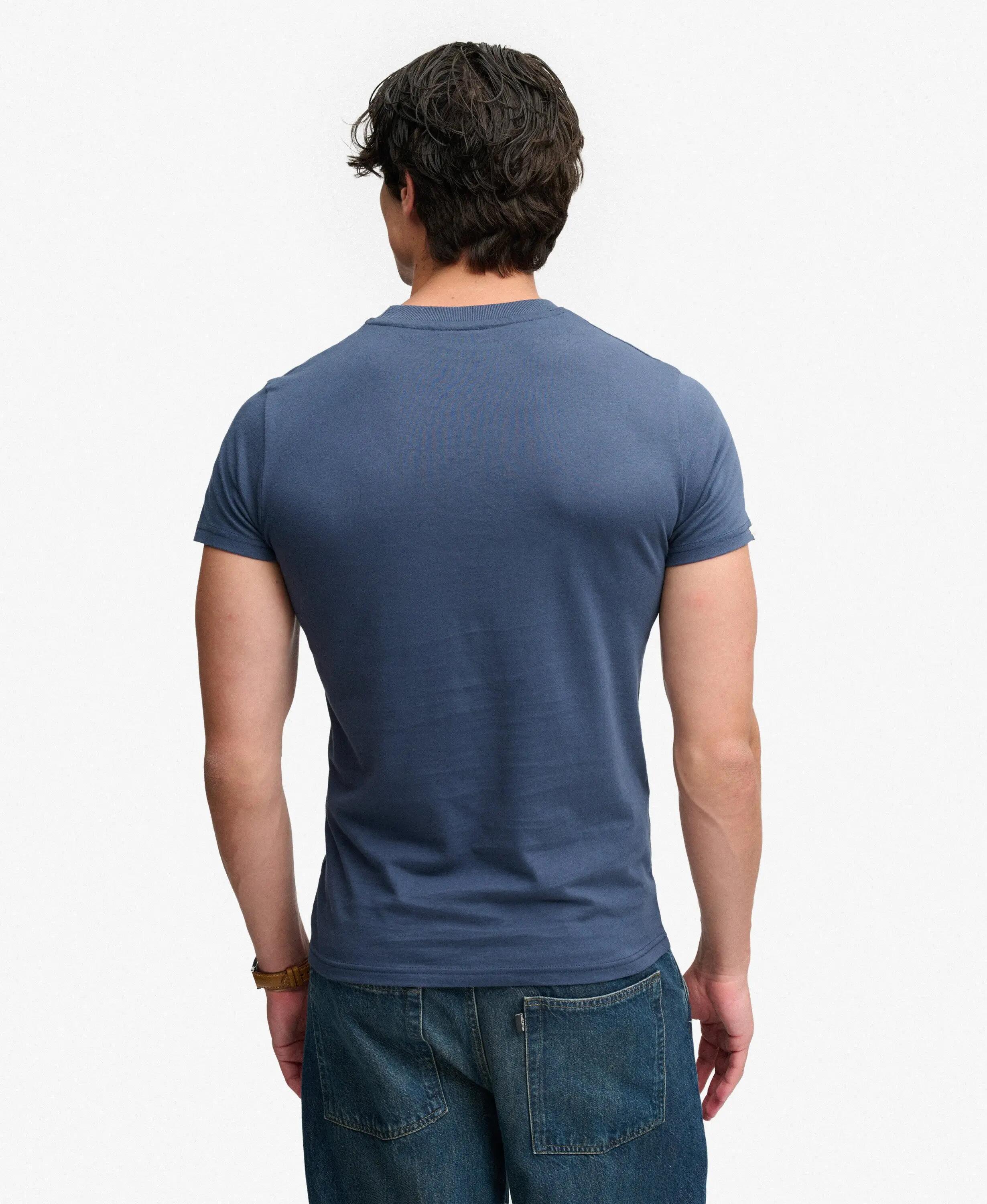 superdry T-shirt Essential Serif Logo bordado Slim Fit – Standard Navy/Yellow 5/7