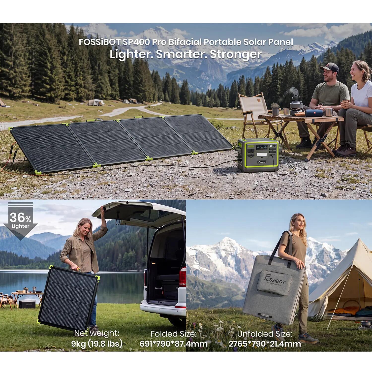 SP400 Pro Pannello solare portatile bifacciale  – 400W 3/12