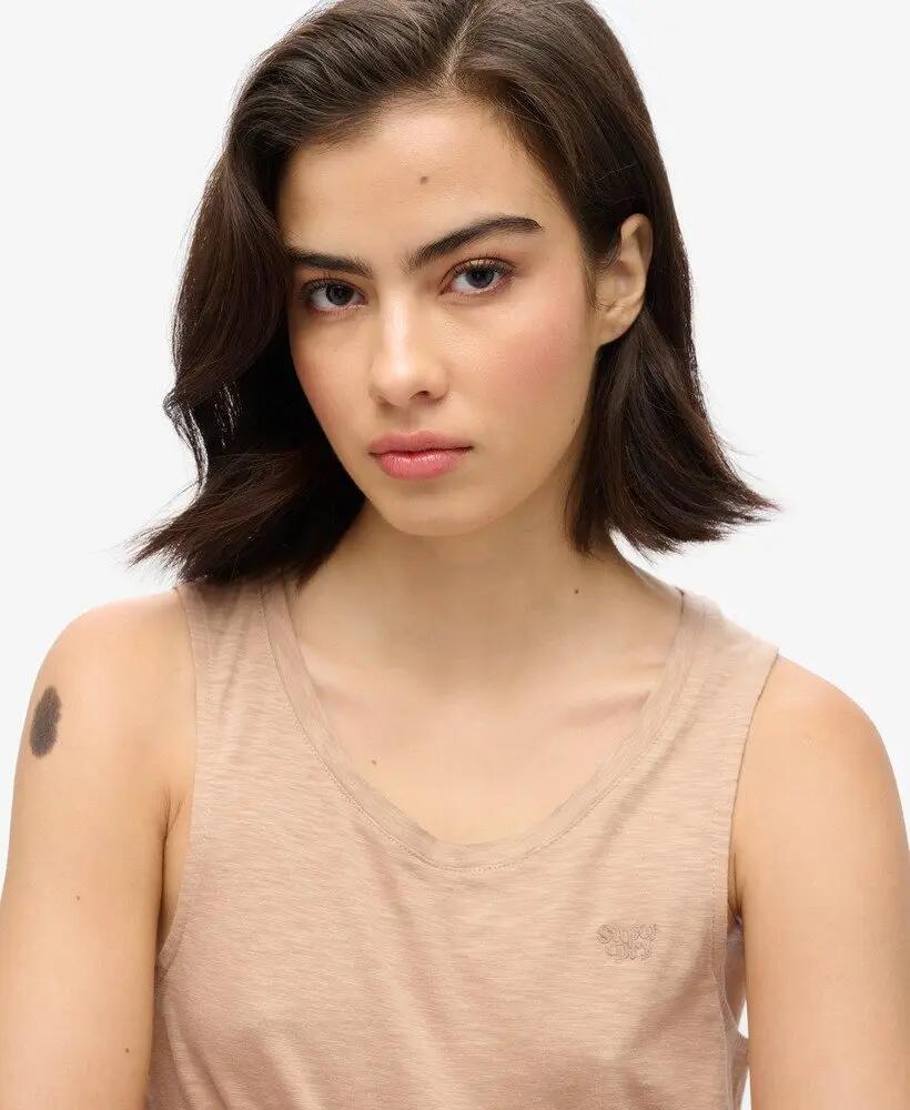superdry Canotta scollatura rotonda in cotone e lyocell – Light Taupe 3/6