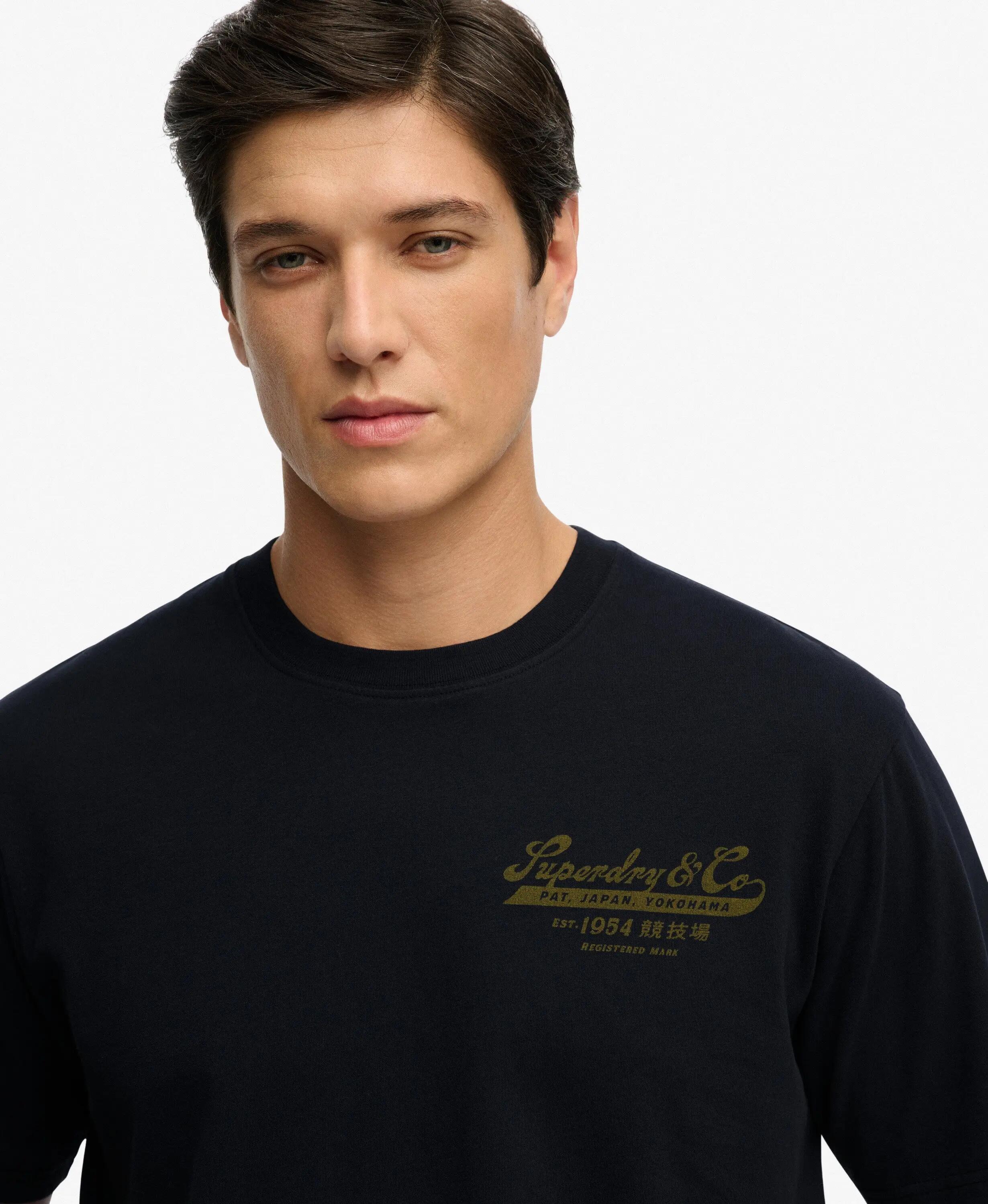 superdry Heritage Biker luźna koszulka z bawełny organicznej – JET BLACK 5/7