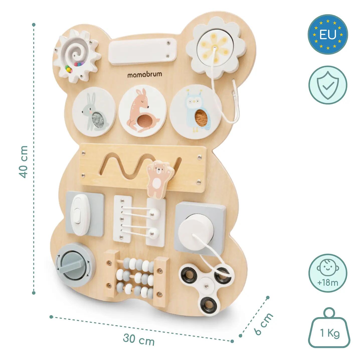 Tablica manipulacyjna dla dzieci drewniana Montessori sensoryczna 18M+ 9/13
