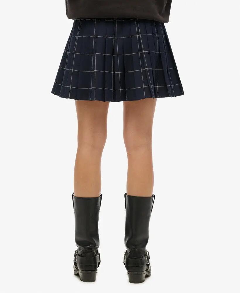 superdry jupe plissée courte à carreaux vintage – Vintage Navy Check 5/7