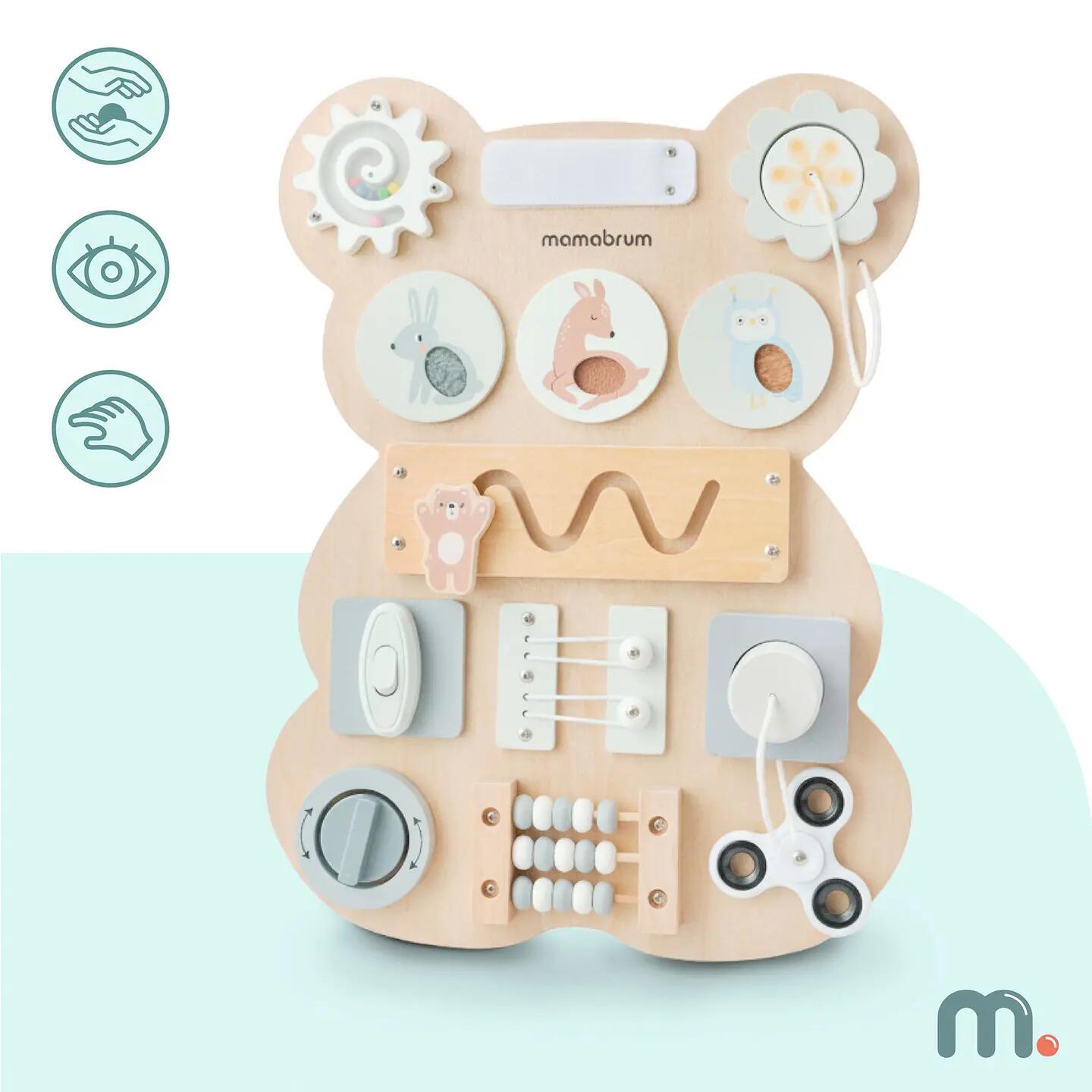Tablica manipulacyjna dla dzieci drewniana Montessori sensoryczna 18M+ 2/13