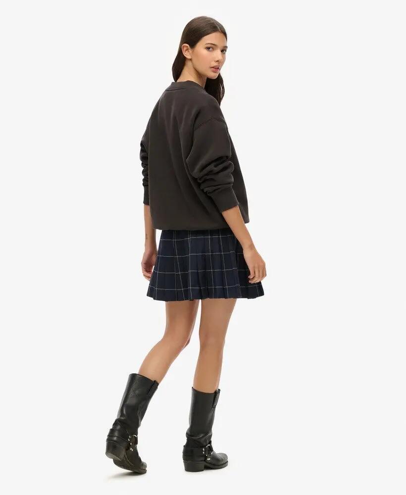 superdry jupe plissée courte à carreaux vintage – Vintage Navy Check 3/7