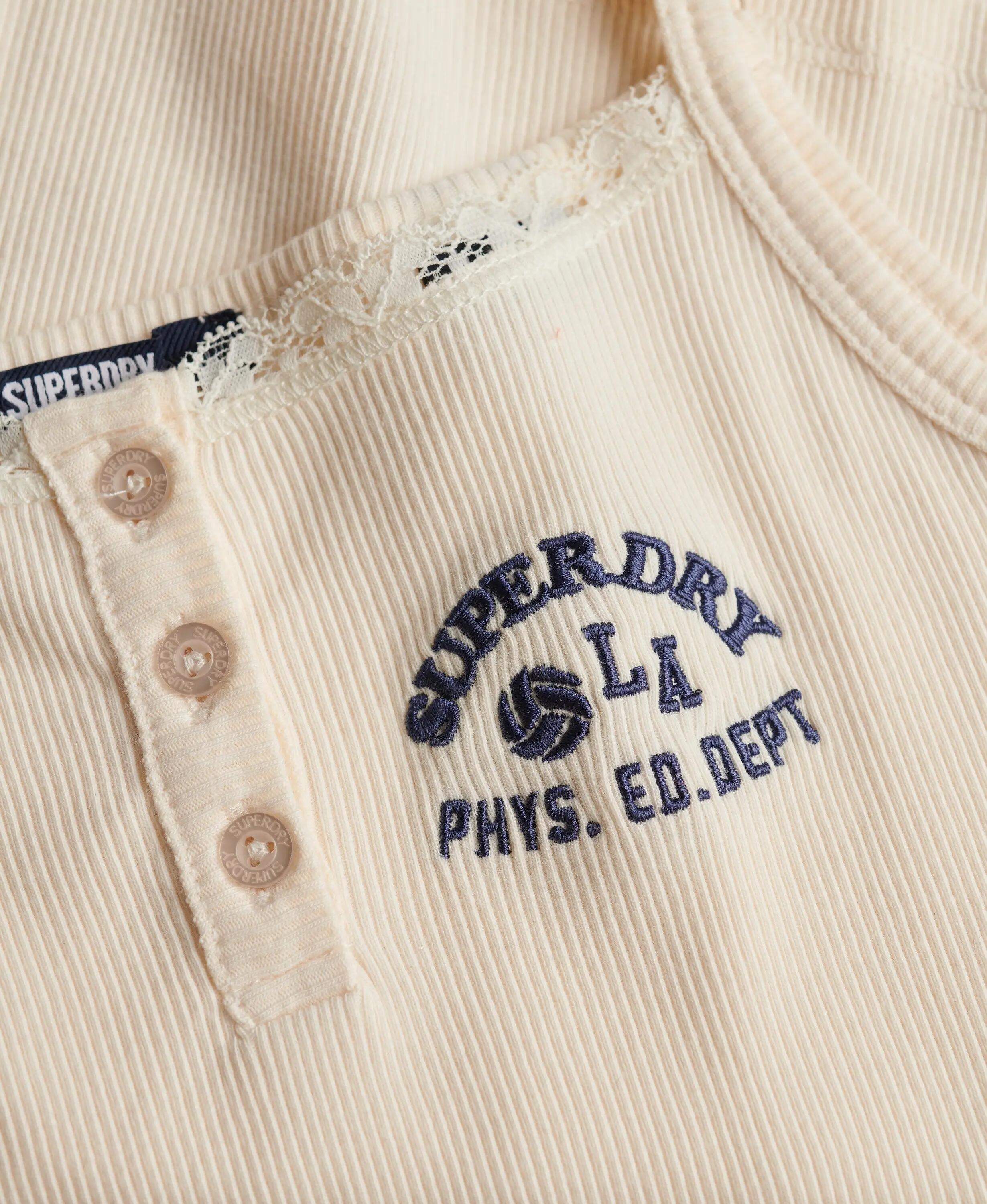 superdry Top Cami à boutons brodés en coton bio – OFF WHITE 6/7