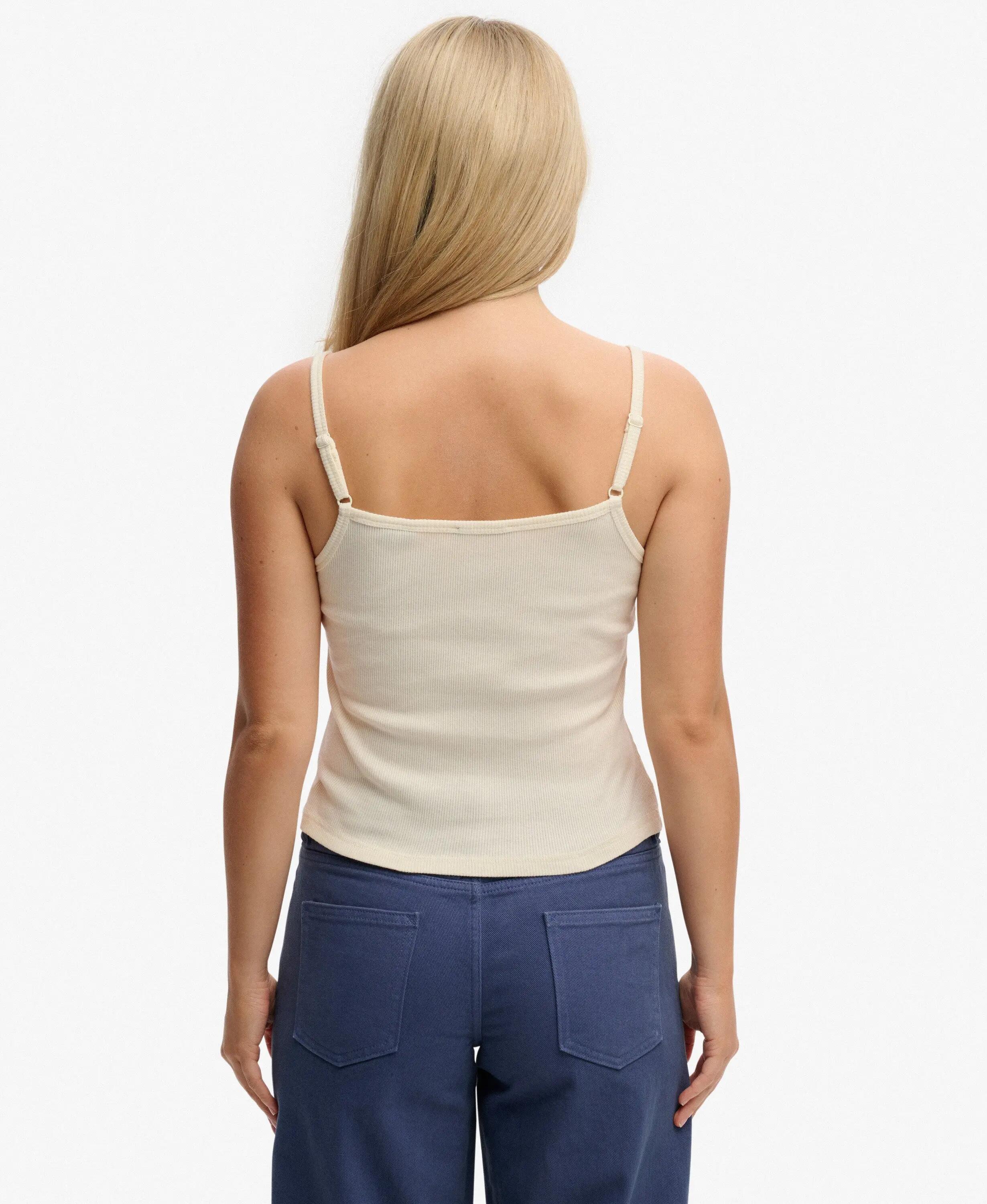 superdry Top Cami à boutons brodés en coton bio – OFF WHITE 5/7