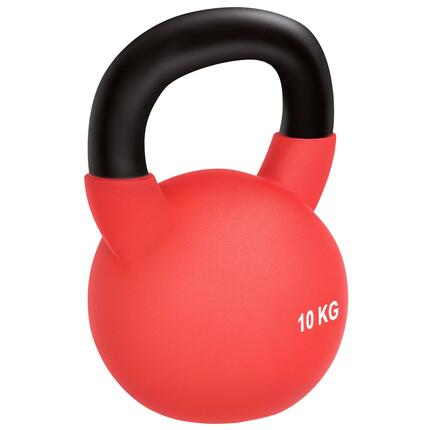 Kettlebell en fonte de 10 kg avec revêtement en néoprène pour musculation, 19 x