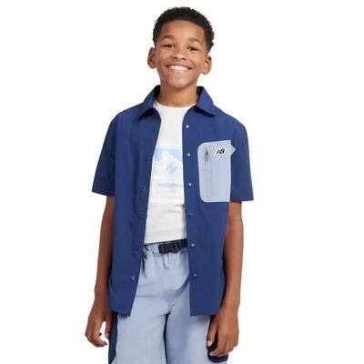 New balance premium shirt jongens marineblauw korte mouw