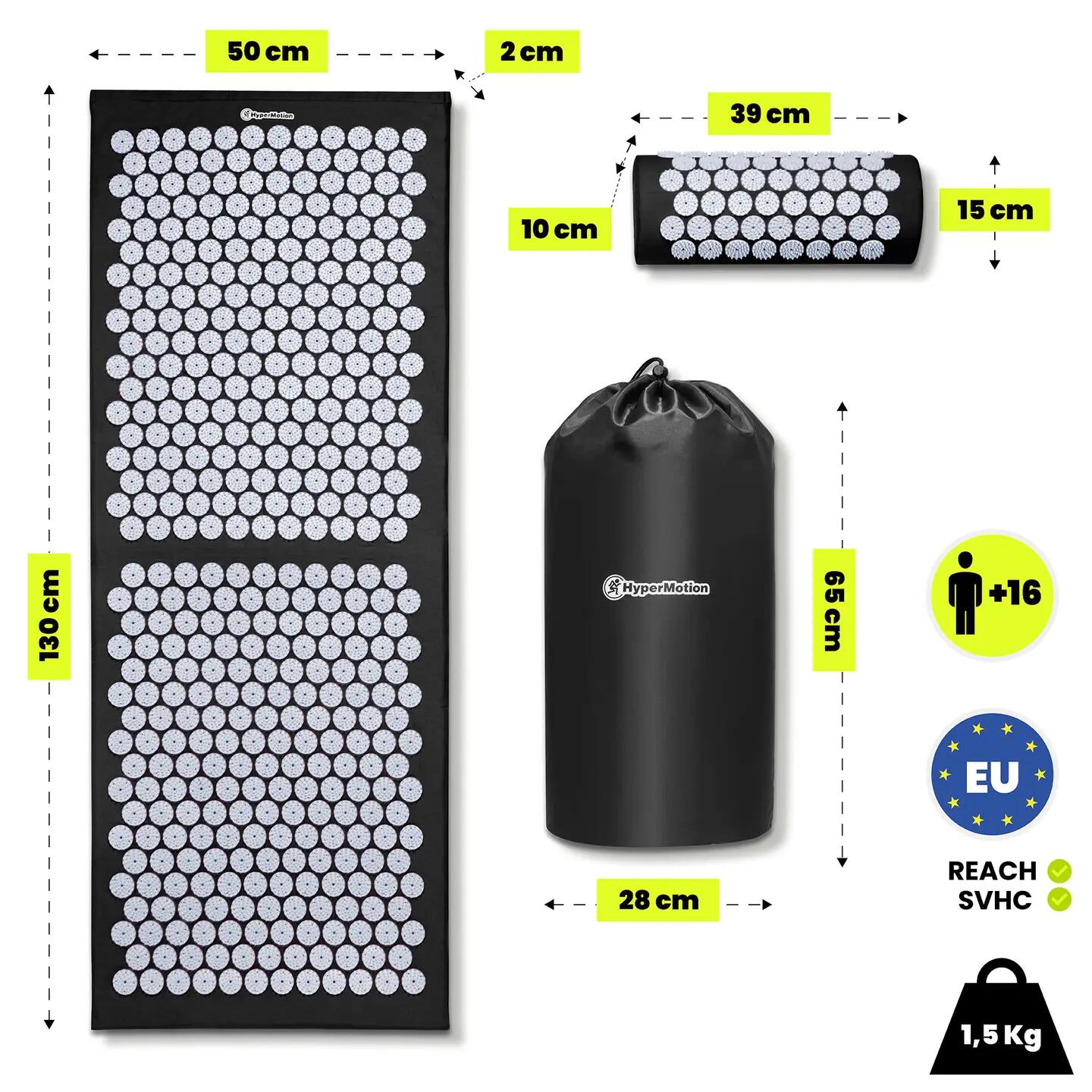 Mata do akupresury dla dorosłych z poduszką, pokrowcem i kolcami ABS 130 cm 14/15