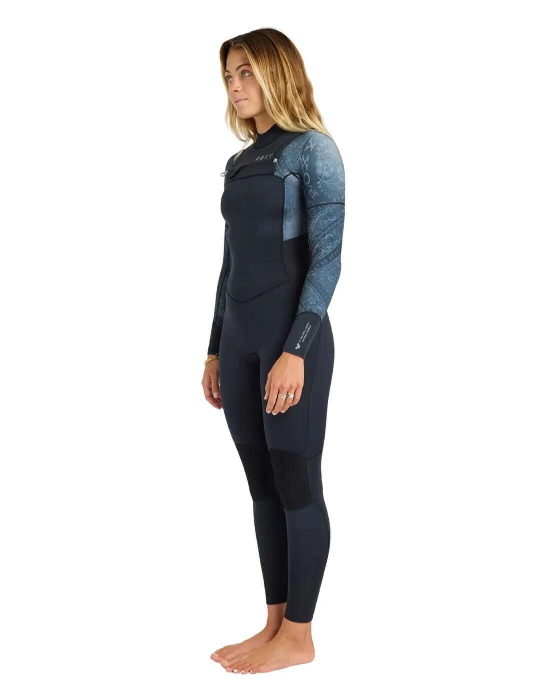 Combinaison de surf zip poitrine 3/2 SWELL NATURAL Noir Femme 4/4