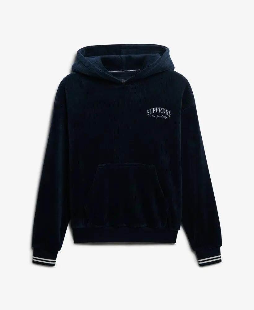 superdry Country Club Velour Relaxed Hoodie – hoodie de veludo – RICH NAVY 7/7