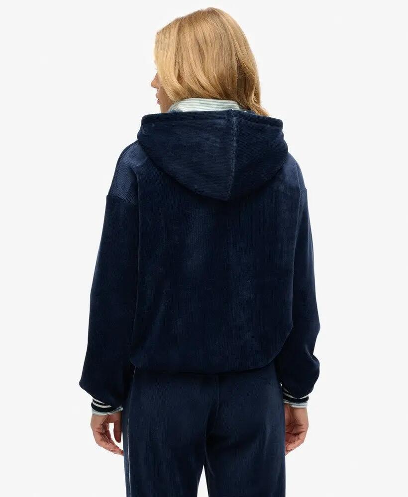 superdry Country Club Velour Relaxed Hoodie – hoodie de veludo – RICH NAVY 5/7