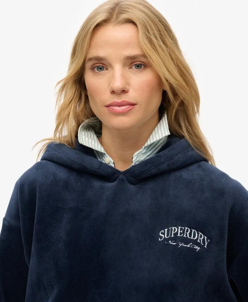 superdry Country Club Velour Relaxed Hoodie – hoodie de veludo – RICH NAVY 4/7
