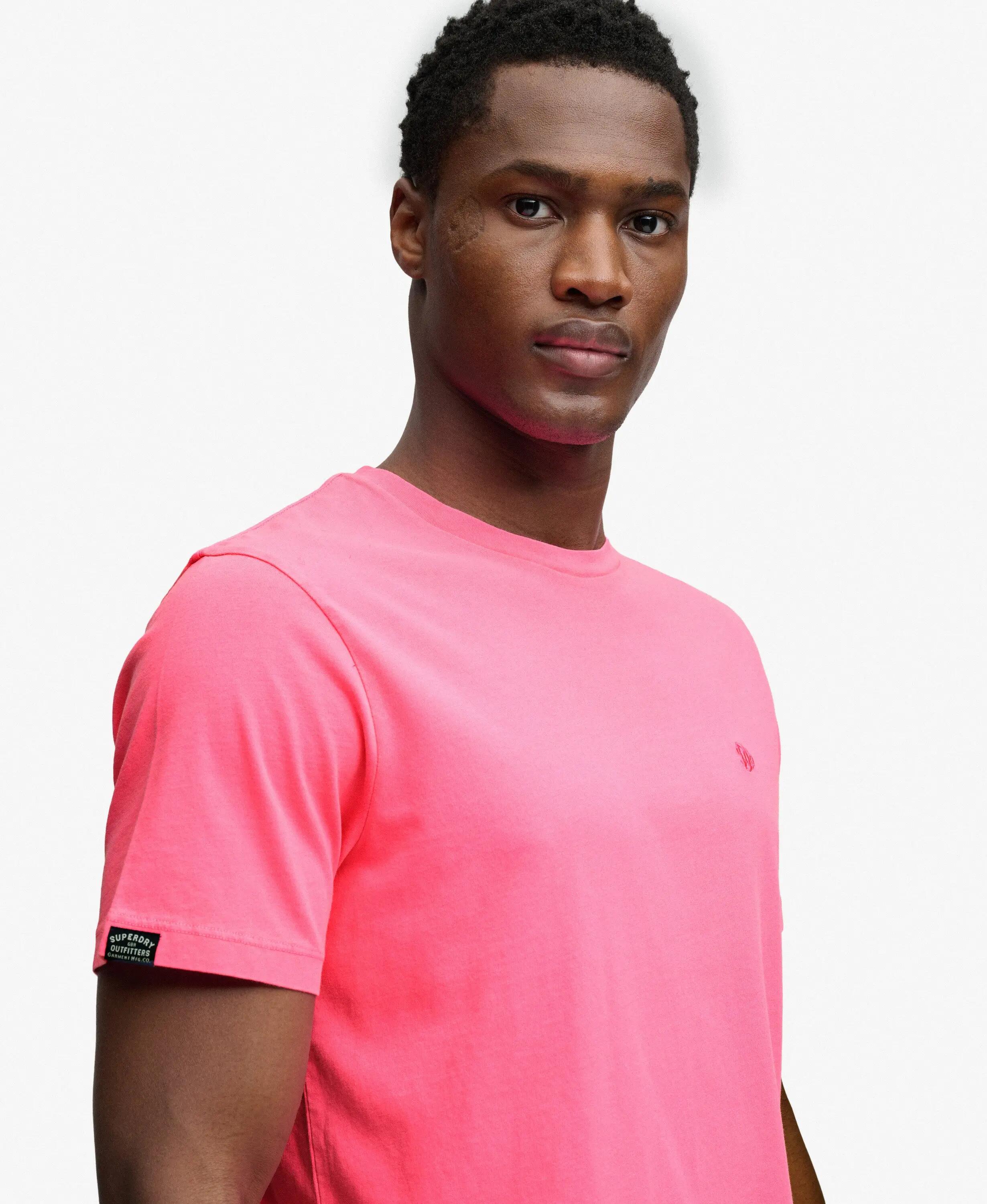 Superdry T-shirt Classic Essential Neon en coton bio – PUNCH PINK 4/5