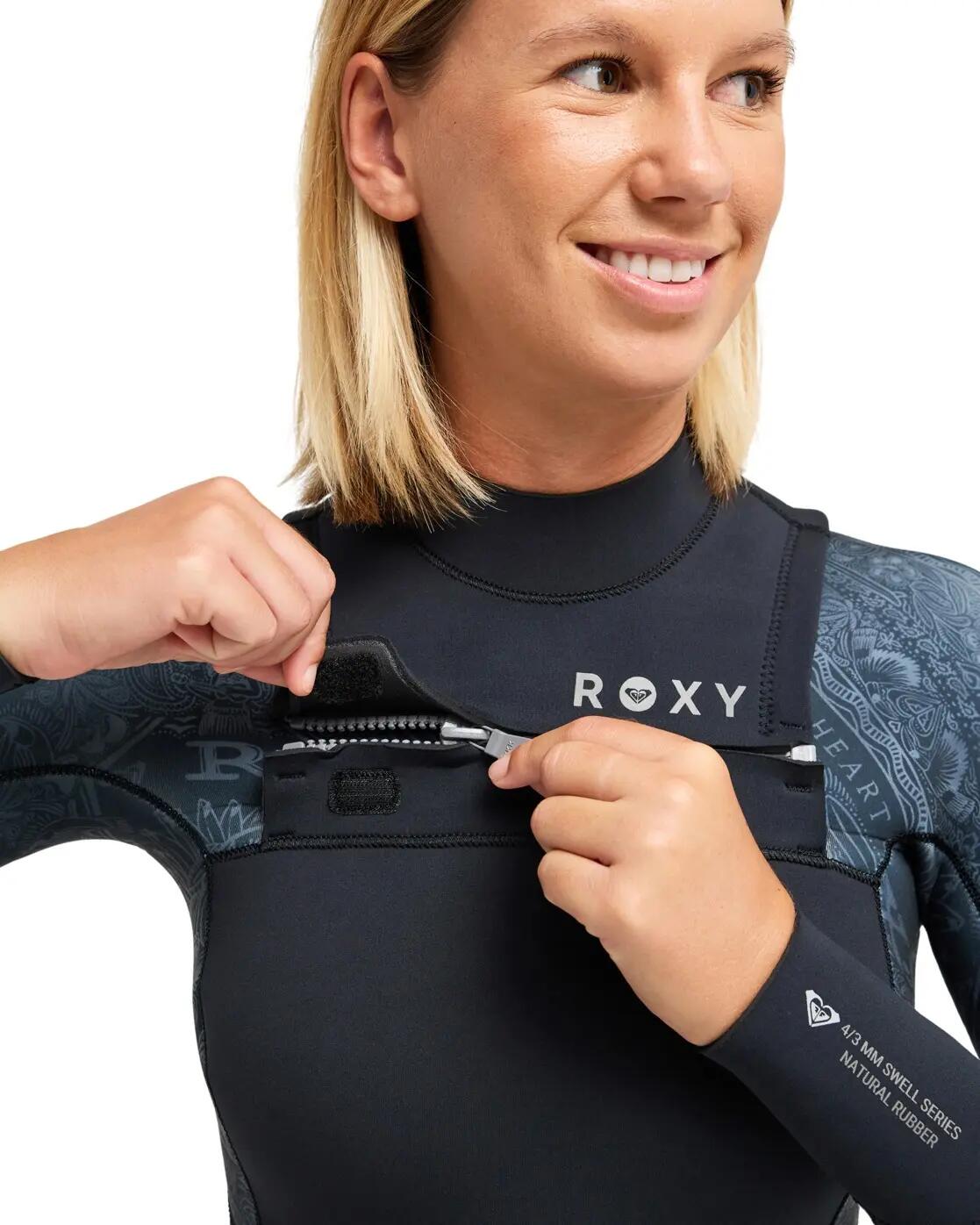 Chest-Zip-Neoprenanzug 5/4 SWELL NATURAL Schwarz Dames 4/4
