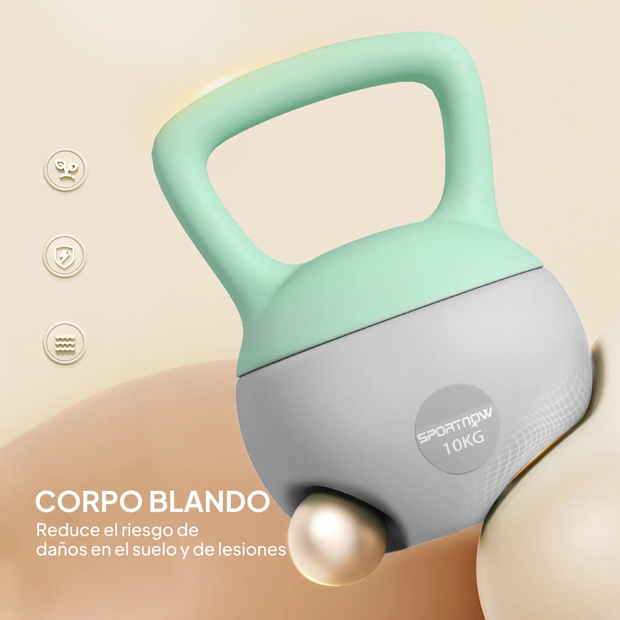 Kettlebell de 10 kg, lestée de sable, avec poignée métallique antidérapante pour 6/9