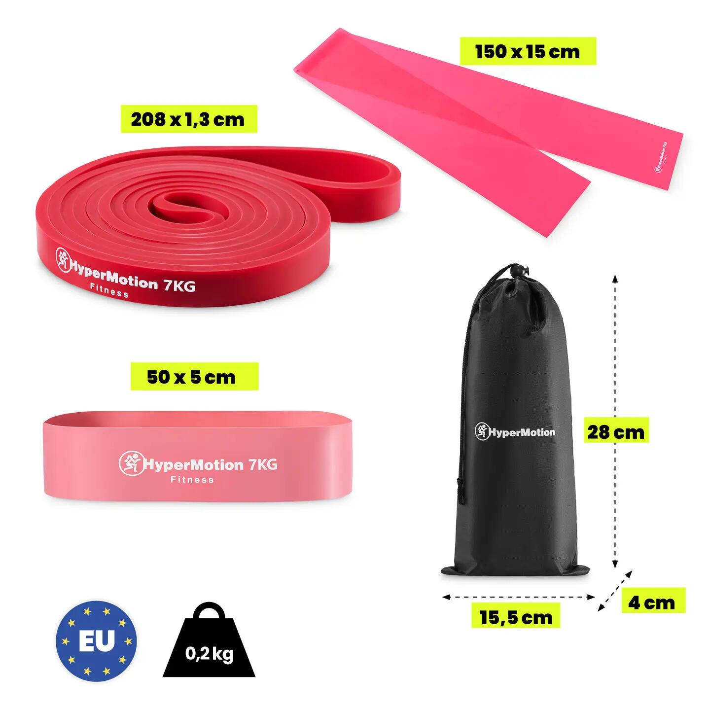 Sada odporových gum pro ženy HYPERMOTION WOMACTIVE – 3 ks do 7 kg 7/11