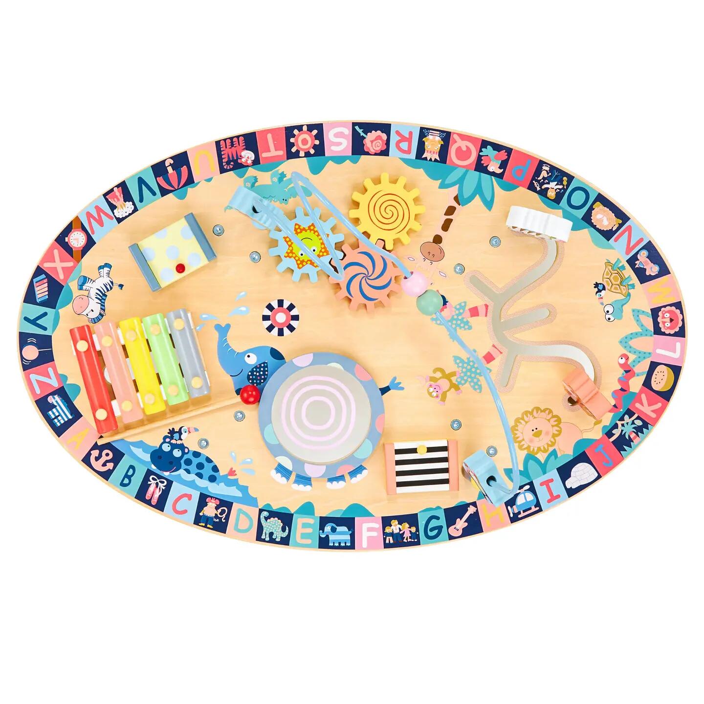 Educatieve muzikale speeltafel baby 7-in-1 met xylofoon en trommel van hout 8/11