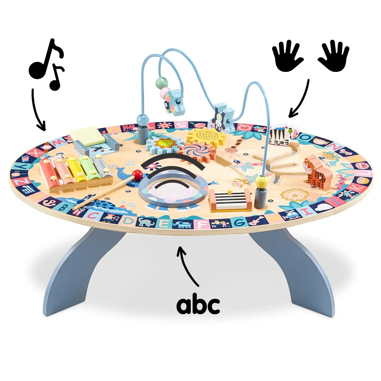 Educatieve muzikale speeltafel baby 7-in-1 met xylofoon en trommel van hout 6/11