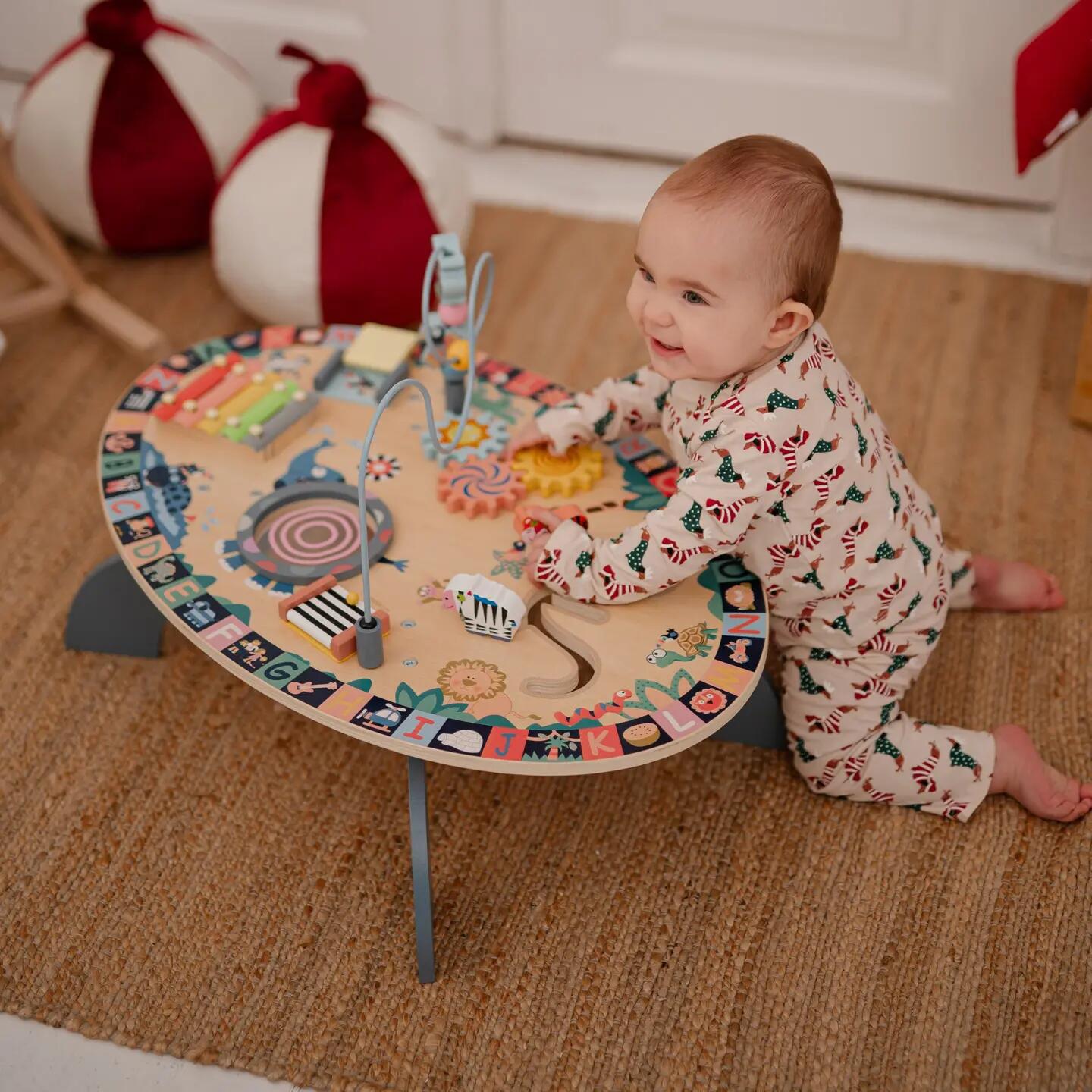 Educatieve muzikale speeltafel baby 7-in-1 met xylofoon en trommel van hout 4/11
