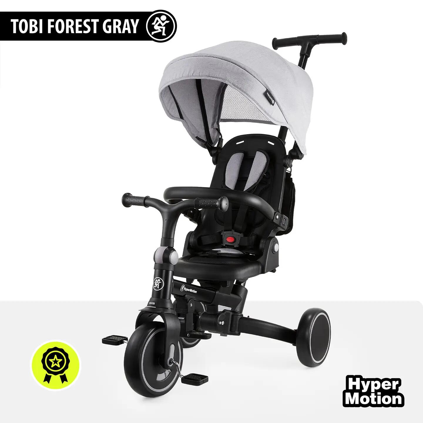 Dětská tříkolka HYPERMOTION TOBI FOREST 8v1 s vodicí rukojetí 3/15