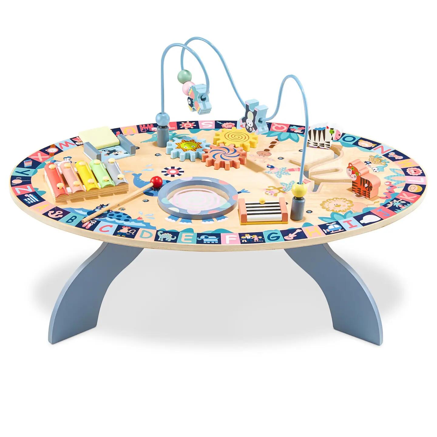 Educatieve muzikale speeltafel baby 7-in-1 met xylofoon en trommel van hout 11/11