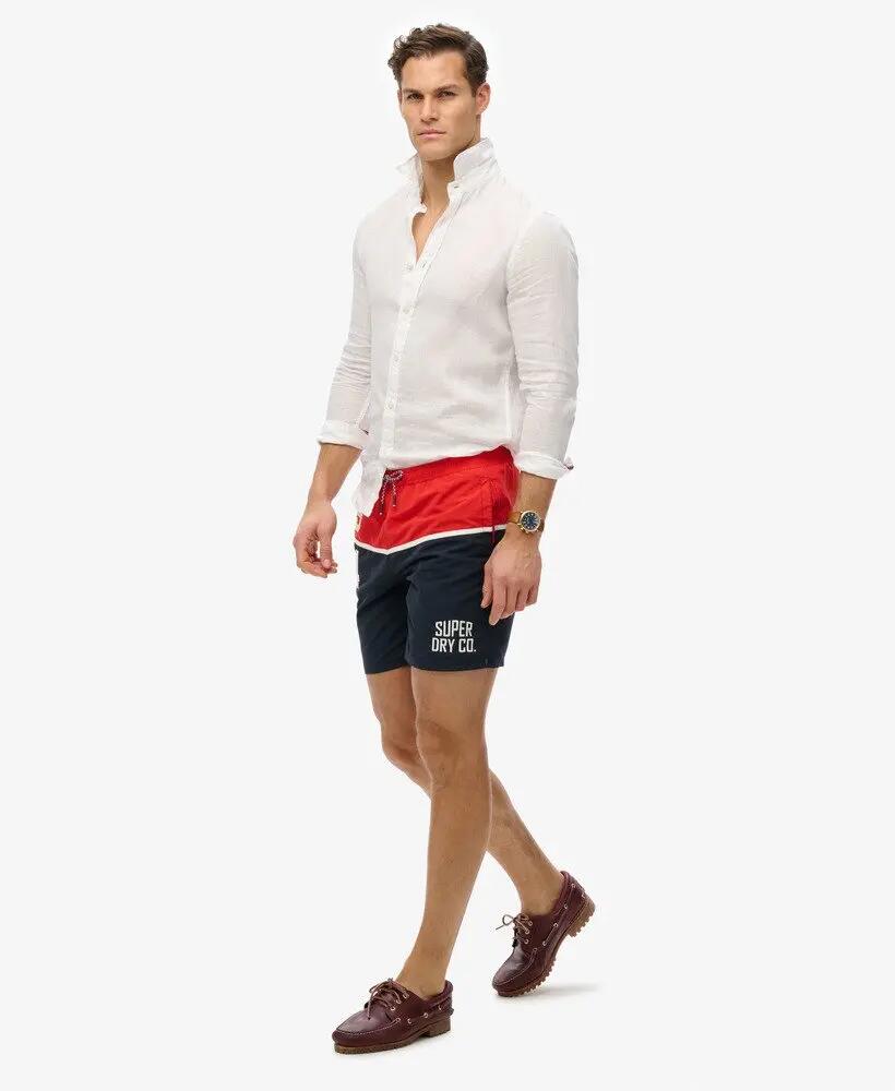 superdry Short de bain Nautical Logo 17 en polyester recyclé – TRICOLORE NAVY 2/7