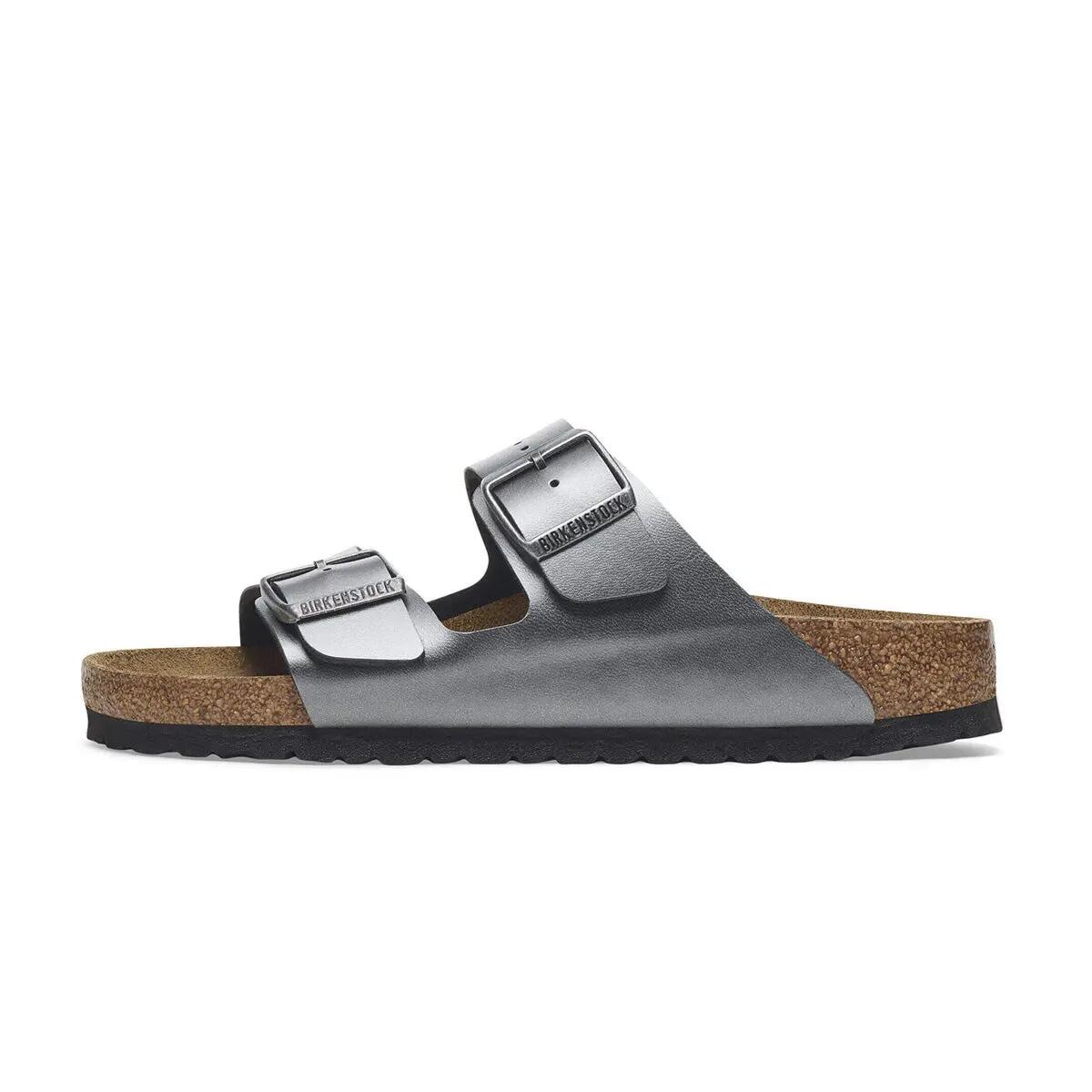 Damskie sandały Birkenstock Arizona Birko-Flor srebrne regular 1029233 1/8