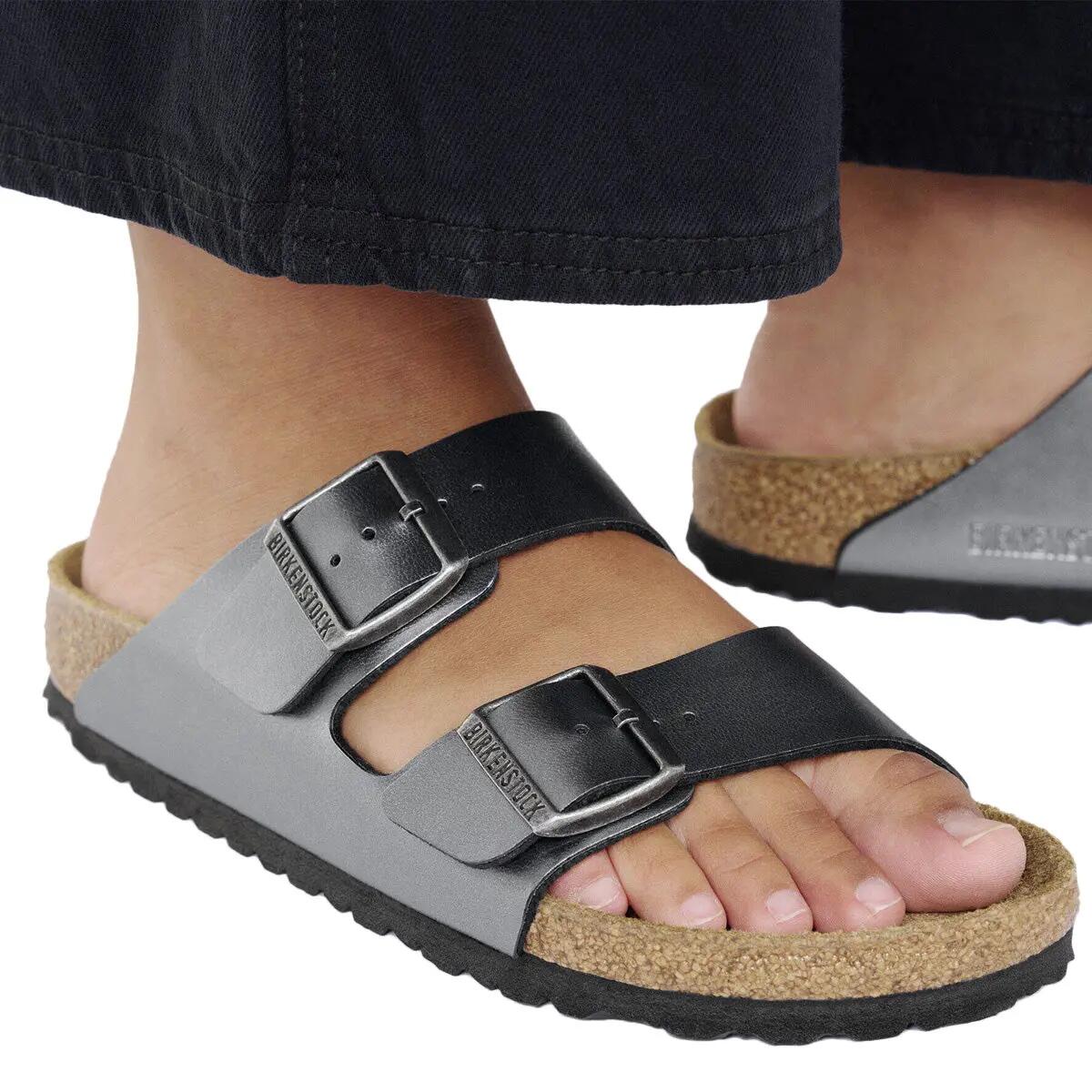 Damskie sandały Birkenstock Arizona Birko-Flor srebrne regular 1029233 6/8