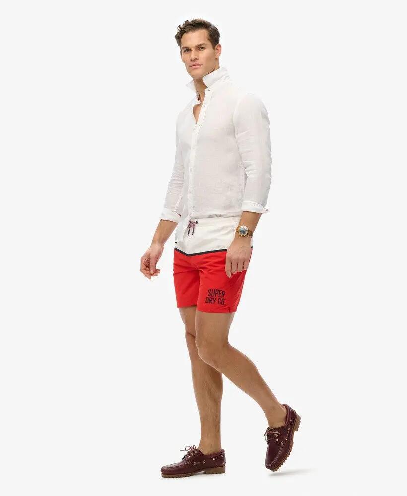 superdry Short de Bain Nautical Logo 17 en Polyester Recyclé – TRICOLORE RED 3/7