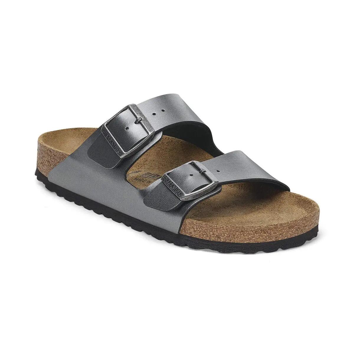 Damskie sandały Birkenstock Arizona Birko-Flor srebrne regular 1029233 2/8