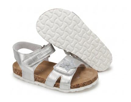 Sandalen für Mädchen Lumberjack Birba mit Klettverschluss, silberfarben